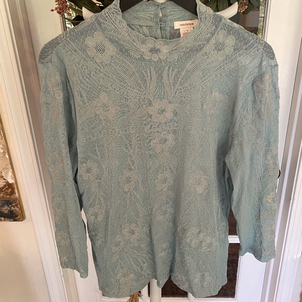 Sundance Lace Floral Top LS Large